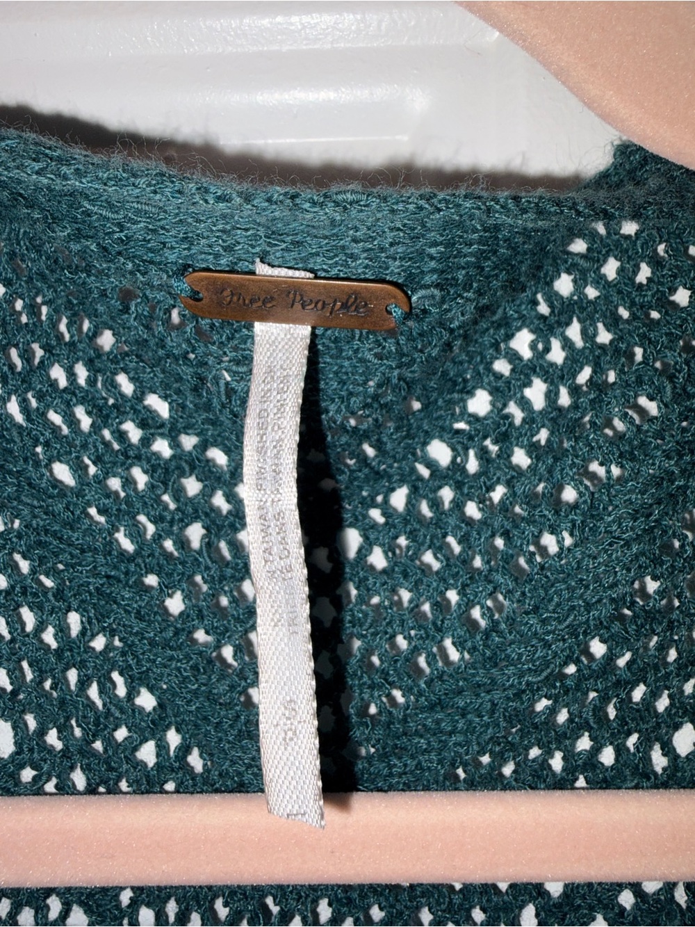 Free People Dark Teal Open-Knit Button-Front Cardigan - Picture 2 of 5
